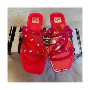 DV by Dolce Vita Shelly Studded Jelly Sandals - New in Box - Size 8 - Hot Pink